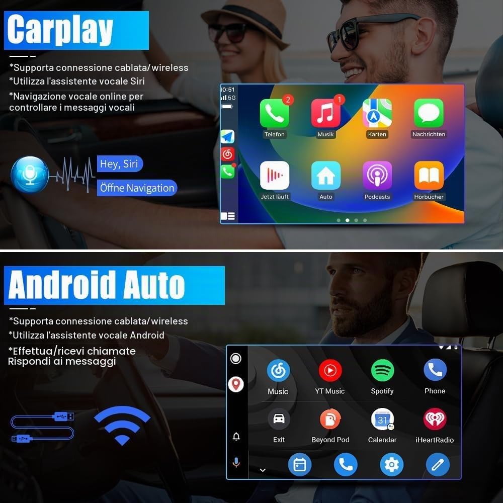 Android 14 2 Din Radio con navigazione per Hyundai i10 2014-2019- [Integrato CarPlay/Android Auto/DSP/GPS]-IPS 9 pollice Touch screen-DAB/Bluetooth 5.0/Controllo del volante