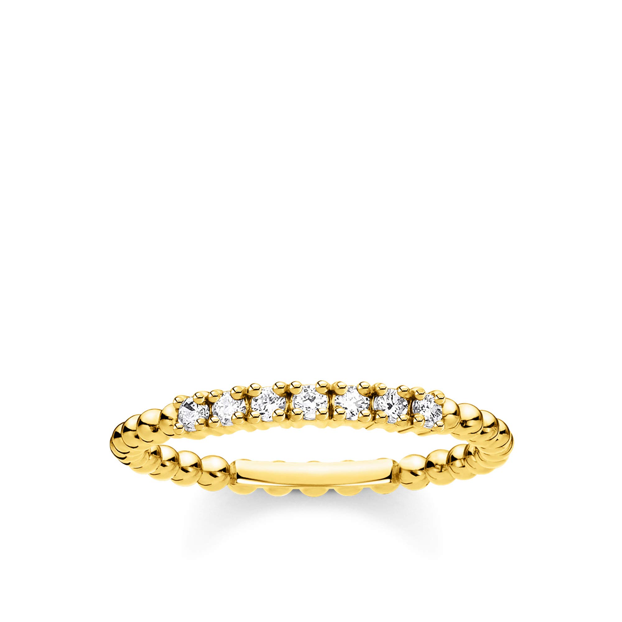 THOMAS SABO Ball Ring with White Stones Gold-Plated Silver TR2323-414-14-54, Sterling Silver, Cubic Zirconia