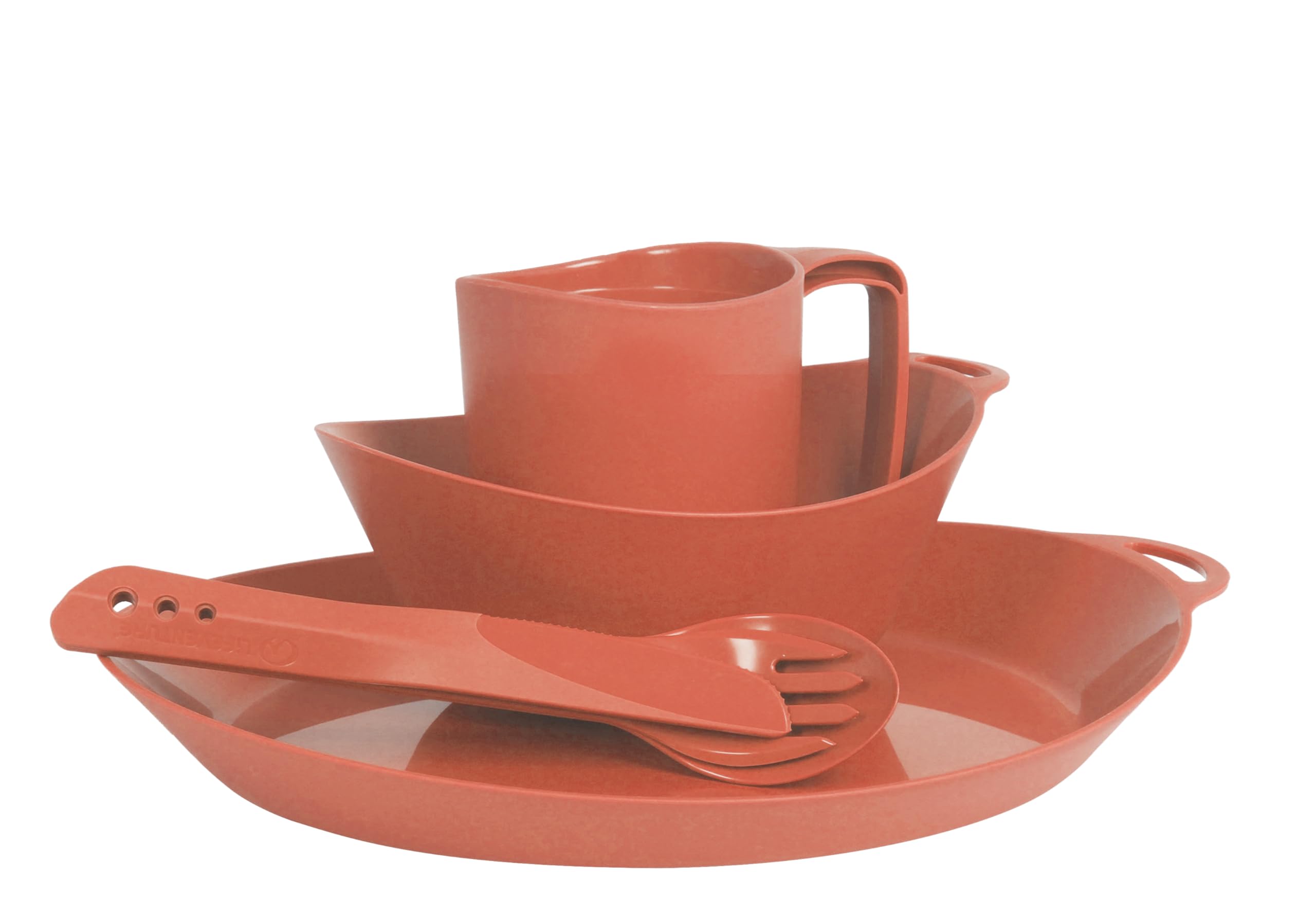 Lifeventure Ellipse 4 Piece Camping Tableware Set - Rust