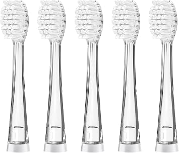 Teeteck 5 Pack Kids Toothbrush Replacement Heads Compatible with SEAGO SG513/SG977/SGEK6, Ages 3years+/Transparent