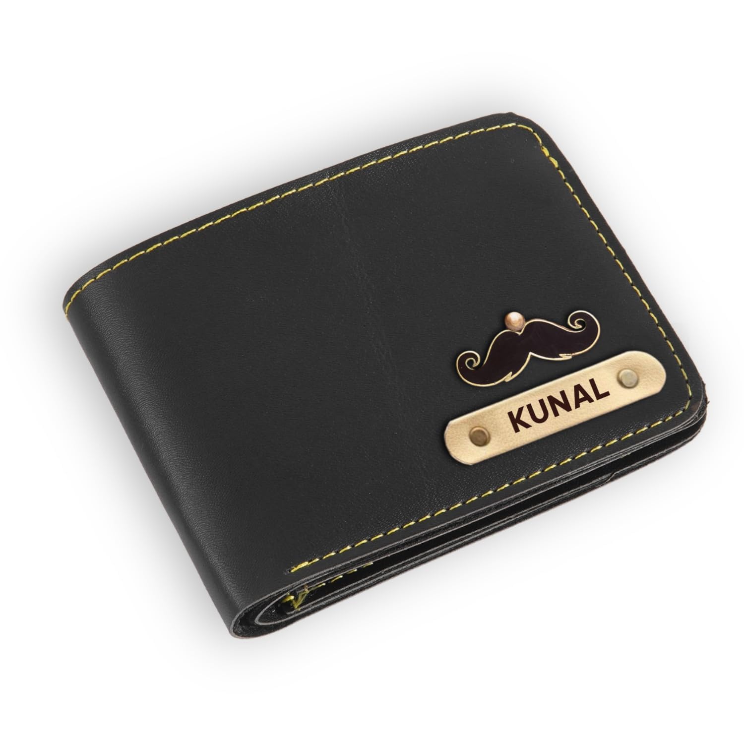 the unique gift studio Men's Leather Wallet with Personalised Name with Logo, Black-picture-38