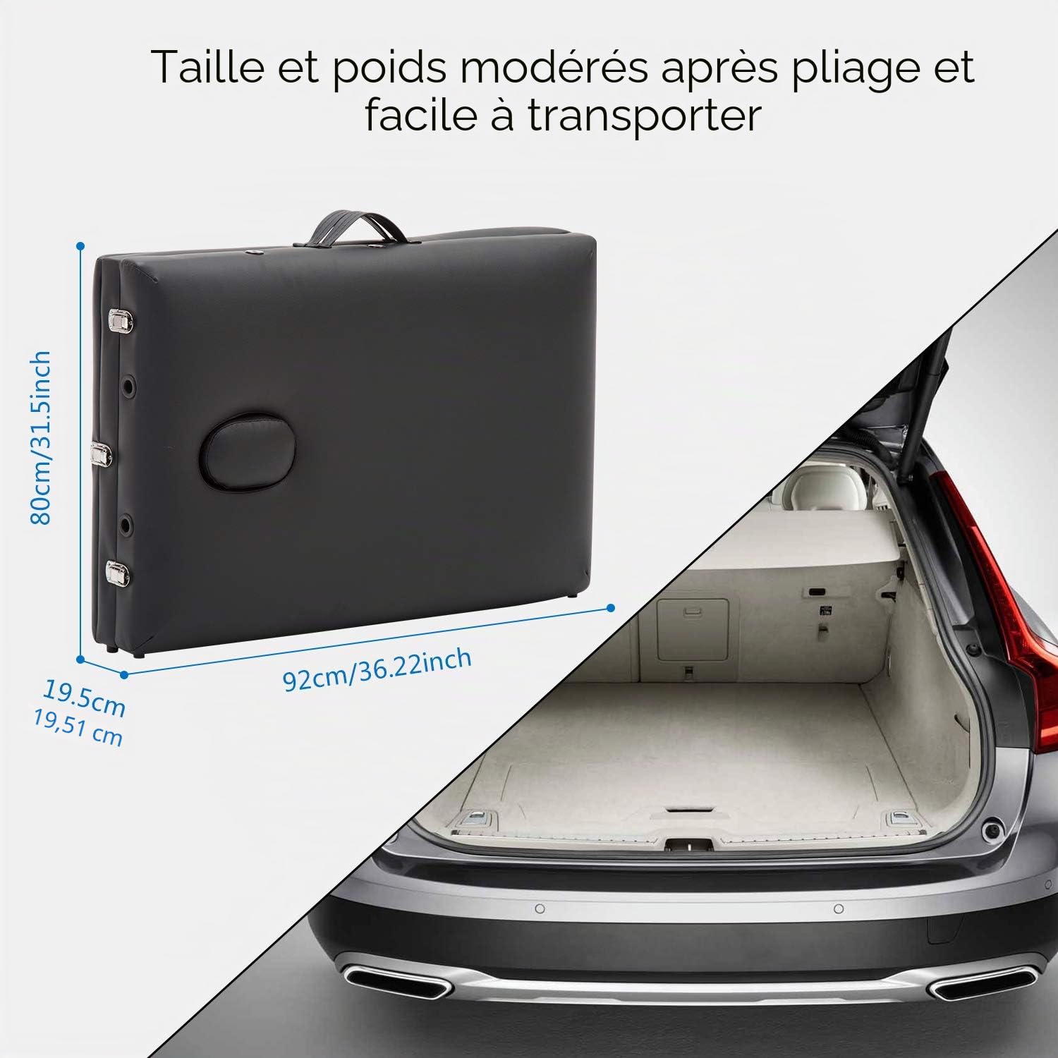 Mondeer Table de Massage Pliante, Lit Cosmétique Pliante Aluminium Professionnel, Lit de Massage Portable, avec Housse de Transport,3 Zone, Noir