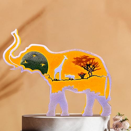Miniatura 4 de Voyyphixa Molde de resina de elefante grande, moldes de resina de animales del bosque, con jirafa y rinoceronte, molde de posavasos de animales para