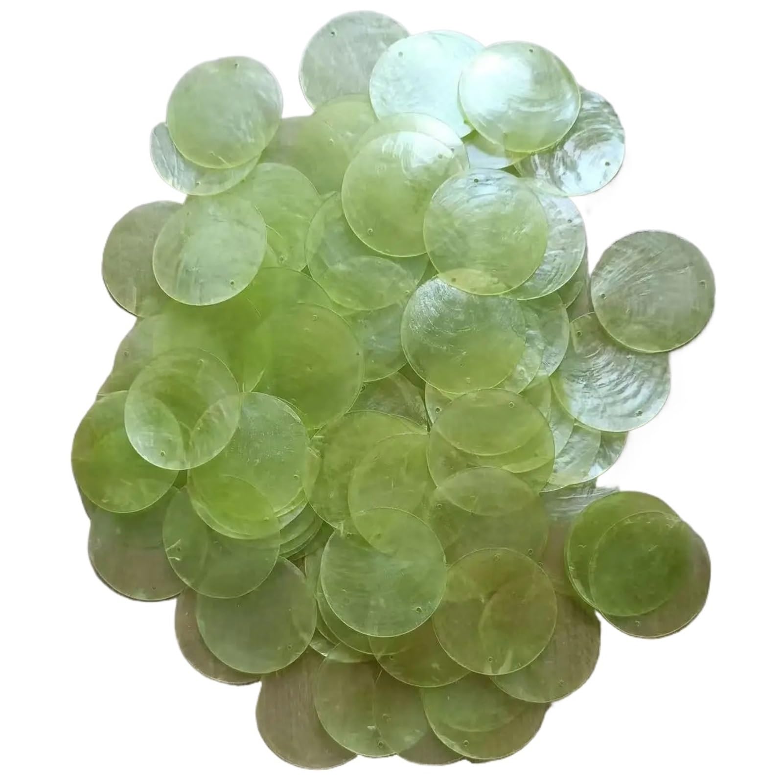 5cm DIY White Shell With Two Holes Sea Bulk Shells For Decor Wind Chimes Crafts Jewellery(Green 50pcs)