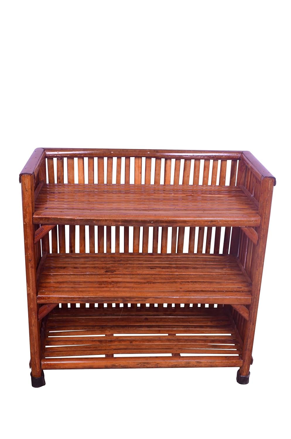 BHATIACANE 3-Tier Bamboo Storage Rack, Shoe Organiser, Multipurpose Shelf-image-24