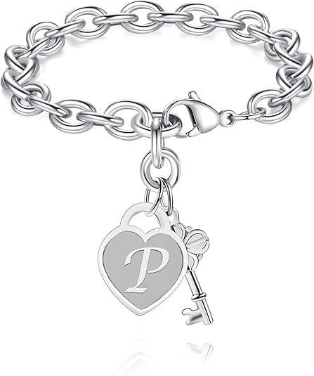 TONY & SANDY Initial Charm Bracelets for Girls Women Stainless Steel A-Z Bracelet Personalized Gifts Birthday Graduation Easter Stocking Stuffers for Teens Girls Jewelry (Various Design)