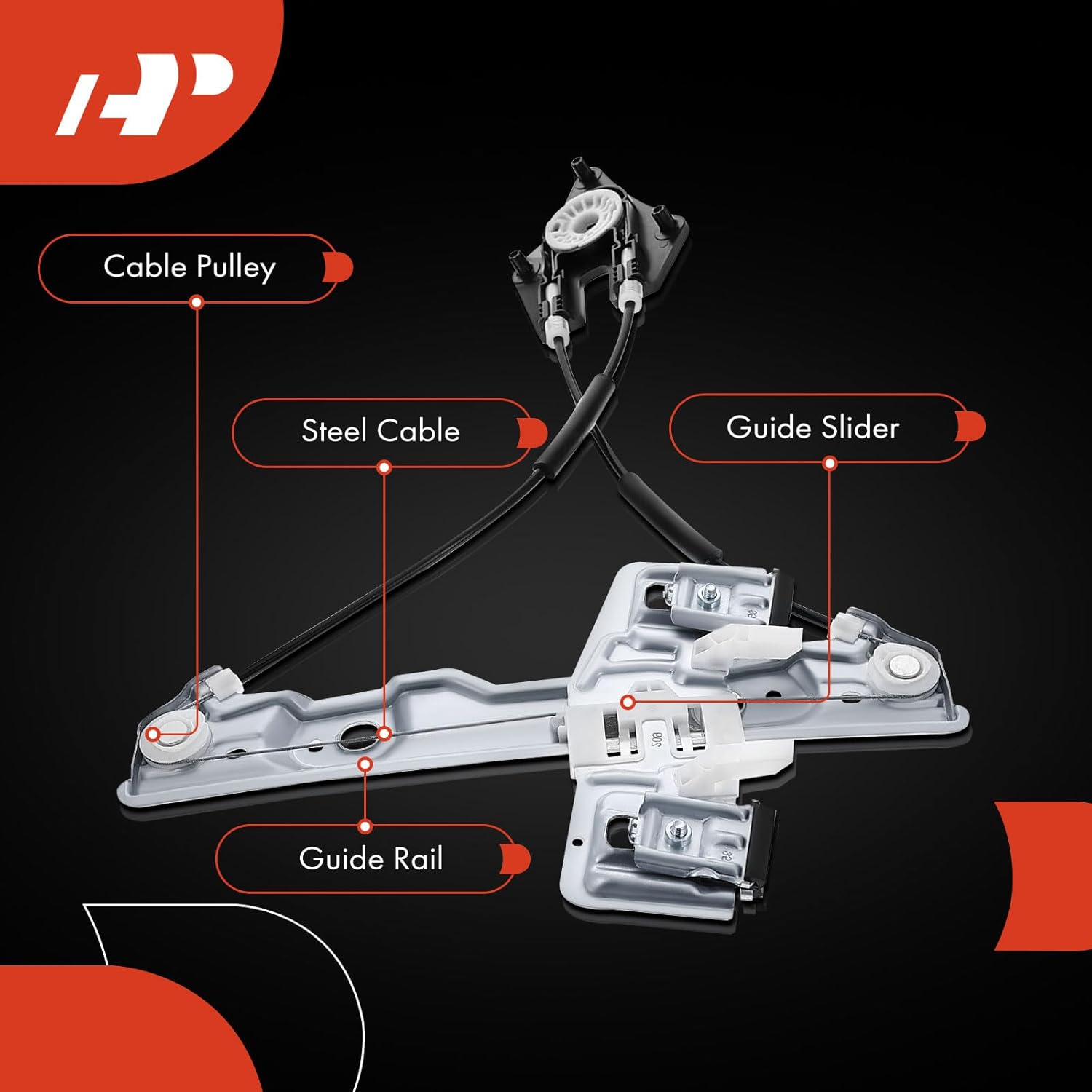A-Premium Rear Right Passenger Side Electric Power Window Regulator Without Motor Compatible with Ford Fiesta 2011-2019
