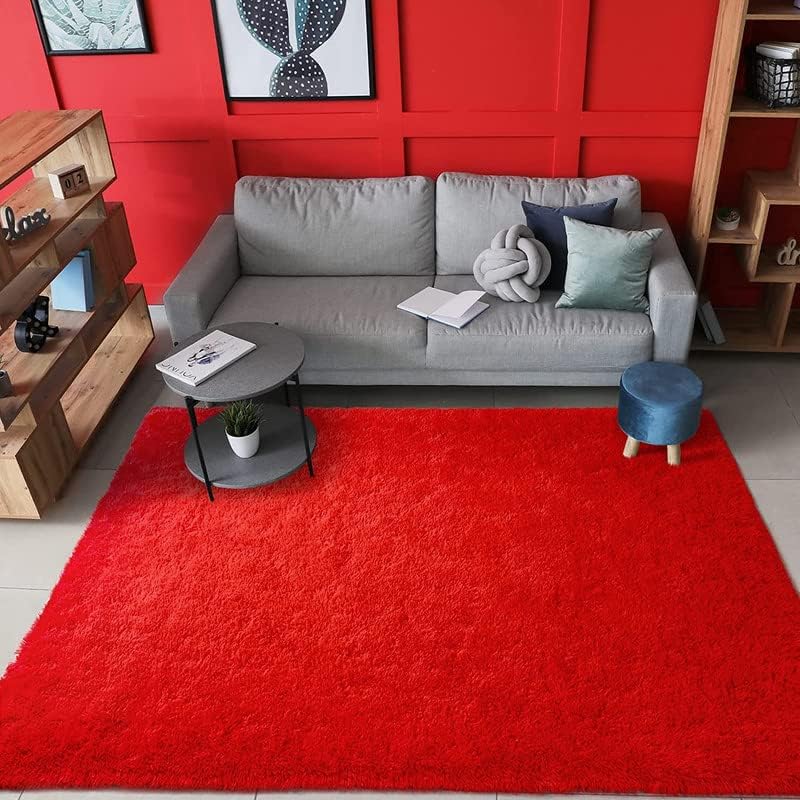 Image of Carpet for Hall | Carpet for Living Room |7X10 FEET Rugs for Bedroom | Carpet | Rug for Living Room | Carpet & Rugs for Home Decor | Carpet for Bedroom Floor (RED)