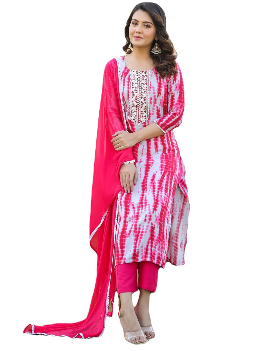 gosriki Women's Rayon Blend Printed Straight Kurta with Pant & Dupatta-picture-34