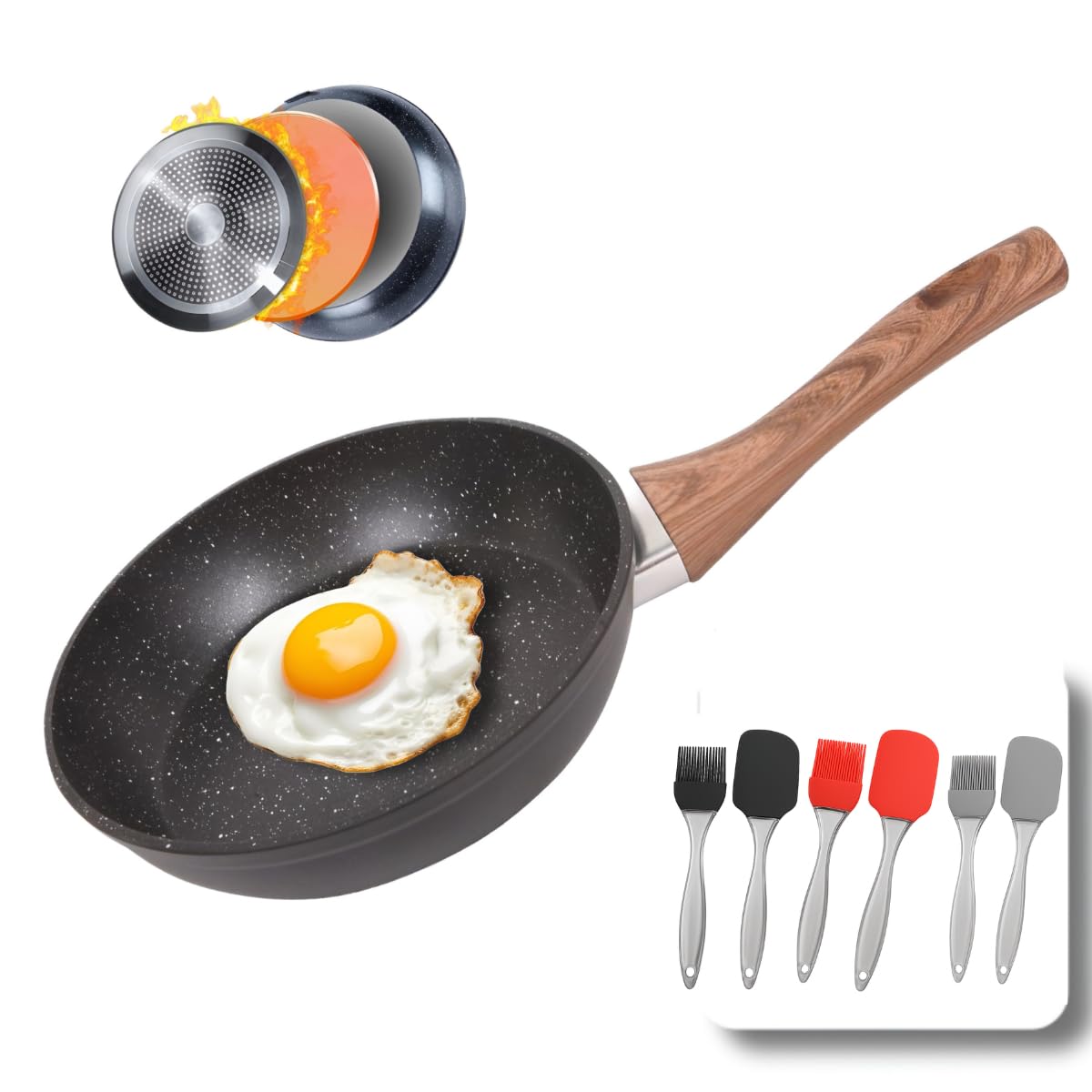 Frigideira Antiaderente Premium Grande 24cm + KIT ESPATULA Revestimento Triplo -