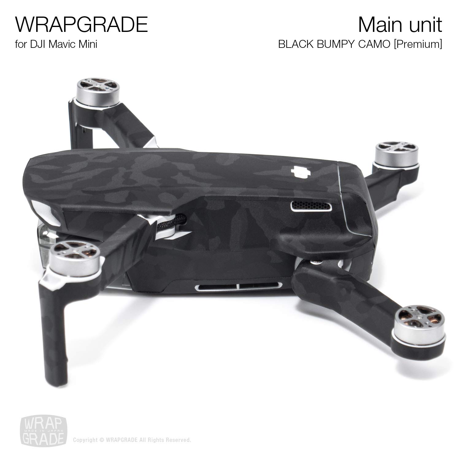 WRAPGRADE Skin Adesiva Per DJI Mini 4 Pro – Black Bumpy Camo – Pellicola 3M Protezione E Personalizzazione