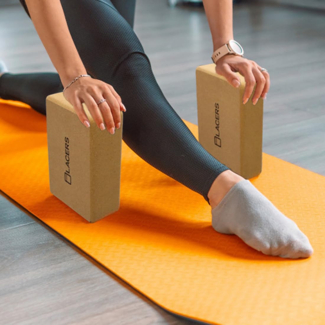 Lacers PetrolLine Yoga Block Kork – Rutschfester Yogablock aus Naturkork | Stabiler Yogaklotz als Hilfsmittel für Yoga, Pilates & Dehnung | Zubehör für Anfänger & Profis