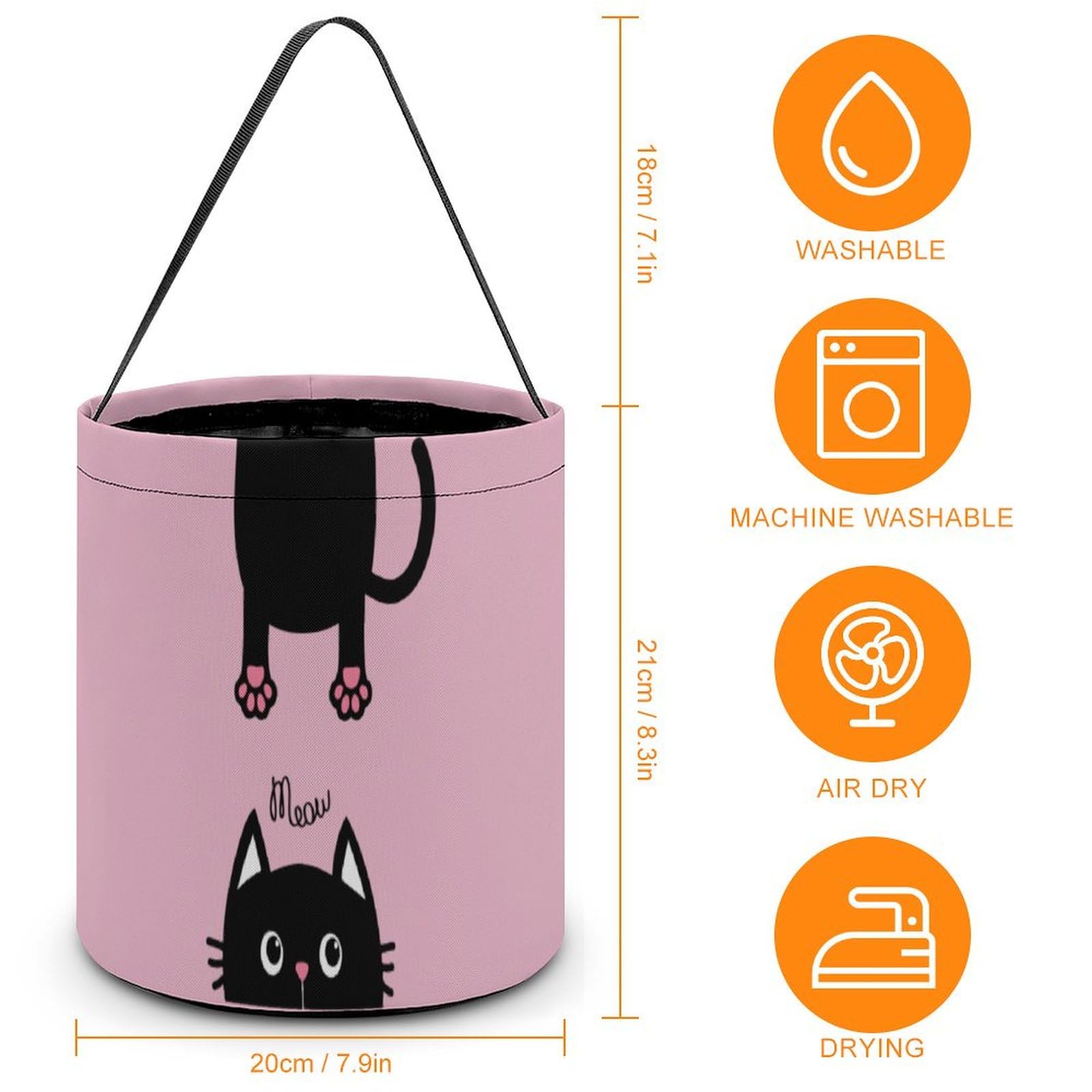 Funny Cat Cute Easter Basket Bags Eggs Bucket Candy Tote Decorations Gifts Party Storage Bag