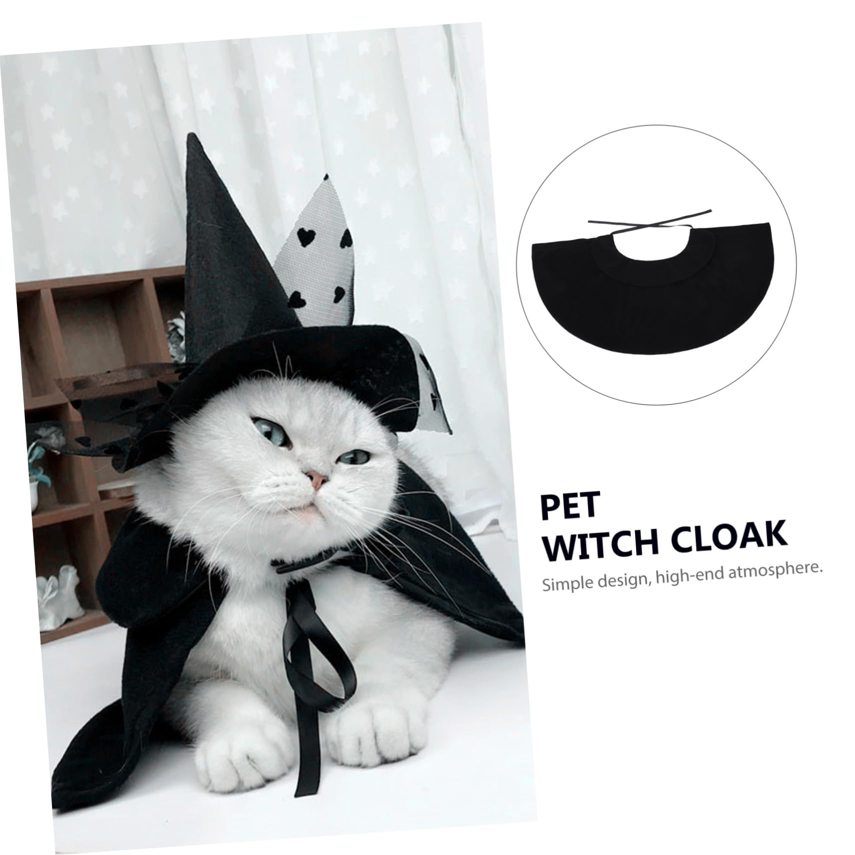 Sosoport 2pezzi Cloak Per Animali Domestici Nero Costume Da Strega Per Halloween Accessorio Decorativo Per Cani e Gatti Per Feste e Servizi Fotografici