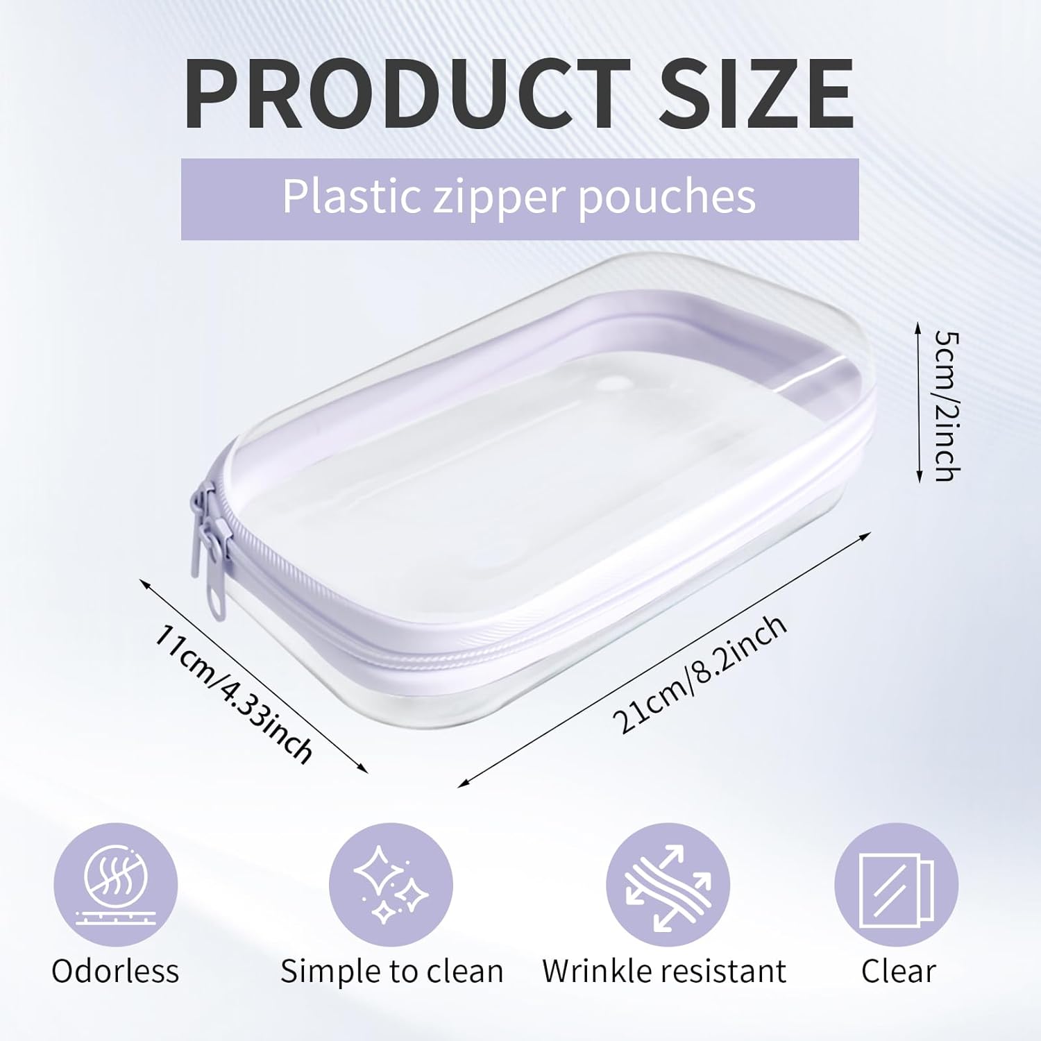 18 Pcs Clear Hard Shell Zipper Case Transparent PVC Zipper Pouches Hard Plastic Makeup Bags Portable Snakes Storage Box for Home Travel Essentials Cosmetic