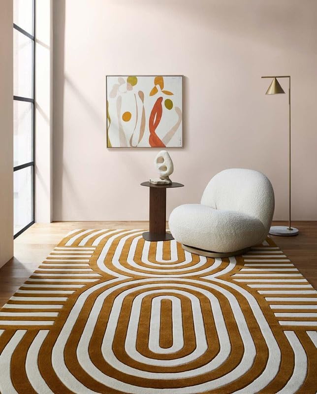 Image of Hand-Tufted Woolen Large Carpets for Living Room 10x14 feet Golden Brown Color Modern Anti-Skid Area Rug High Pile Thick Carpet & Rugs for Hall & Bedroom