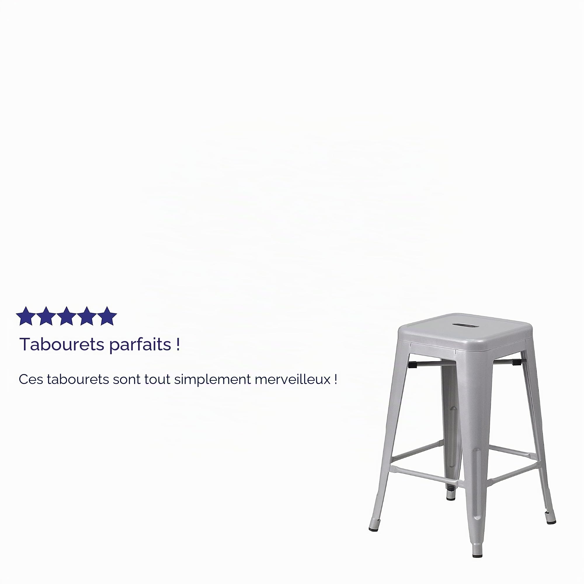 Flash Furniture 4 PK. 24 '' Haute Backless Argent Métal intérieur-extérieur de Hauteur comptoir Tabouret avec siège Carré