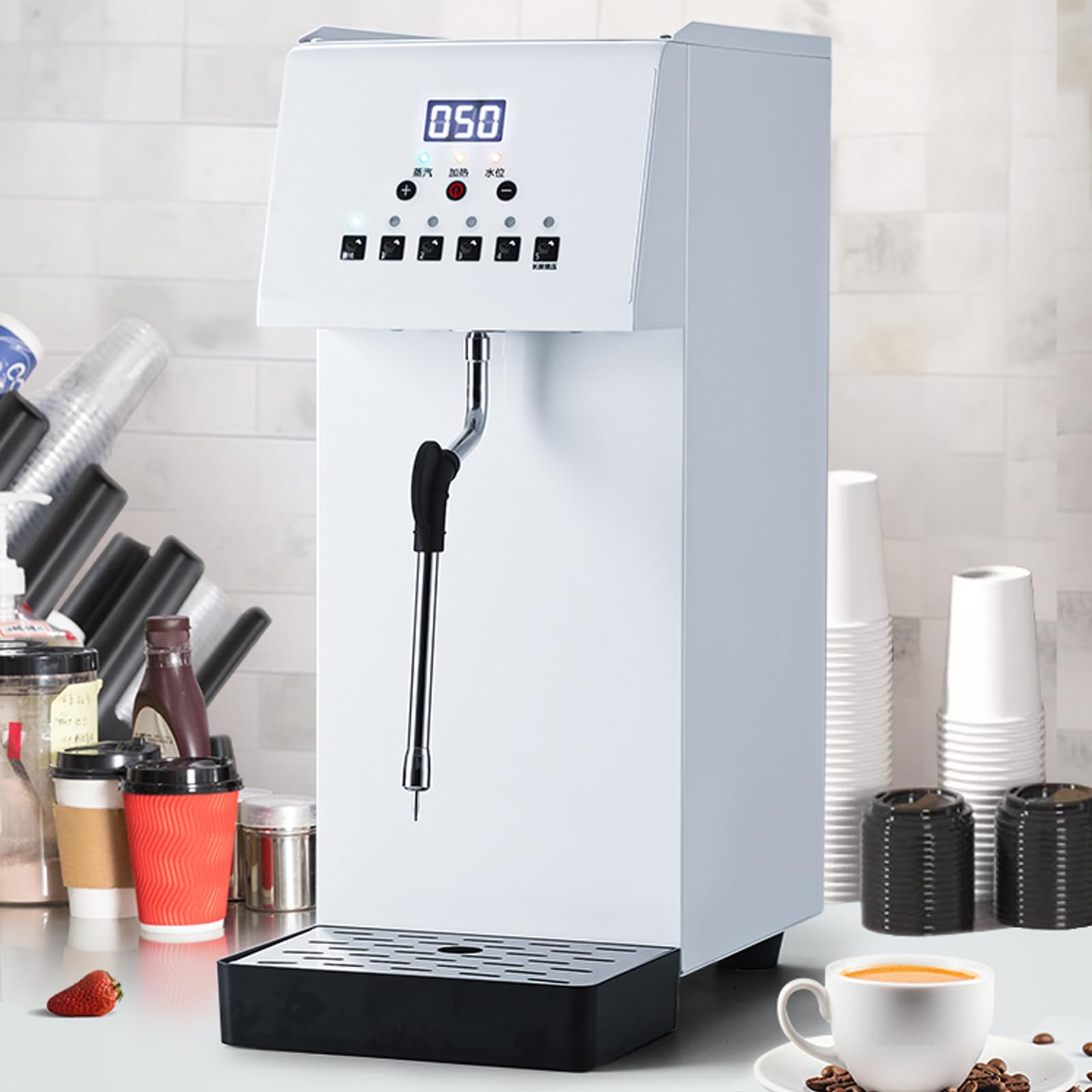TYH Espumador De Leche Y Vaporizador Comercial De 2500 W, Capacidad De 6 L, con Pantalla LED, Máquina Multiusos para Café Expreso, Ideal para Té, Cafeterías Y Postres