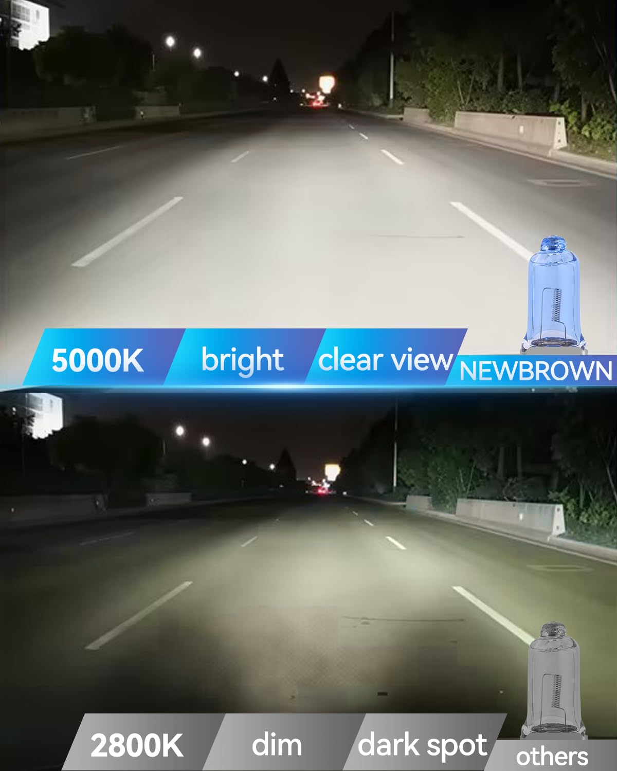 NEWBROWN H1 Headlight Bulb H1 Halogen Headlight Bulb 5000K Super White Light Long Life Replacement P14.5S 12V55W H1 2 Pack product thumbnail 5