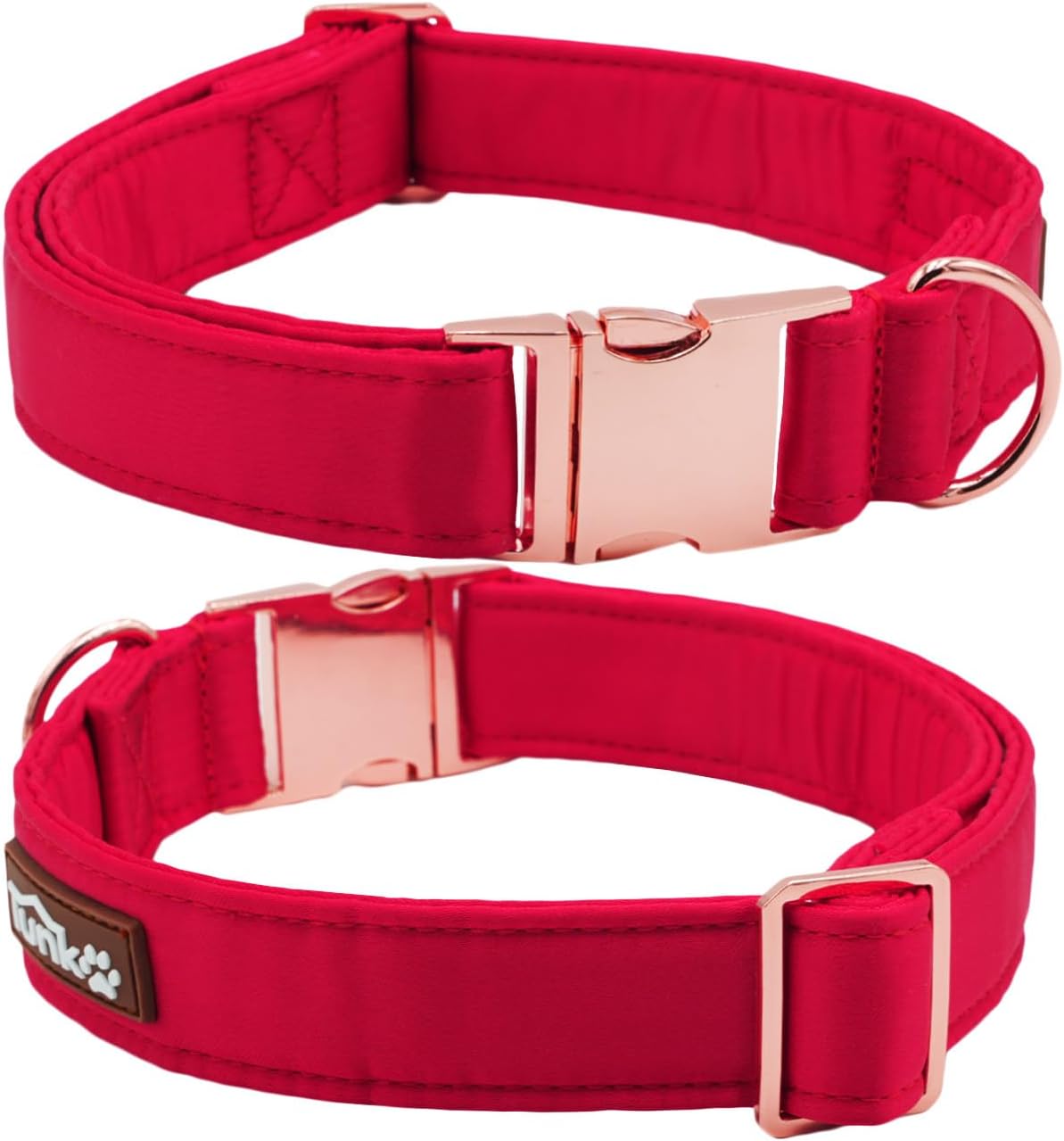 Tunkoo Super Soft Dog Collar with Red Silk - Ideal Gift for Christmas/Holidays/Weddings, Luxury Rose Gold Buckle, Small Medium Large Adjustable Sizes, S image 3