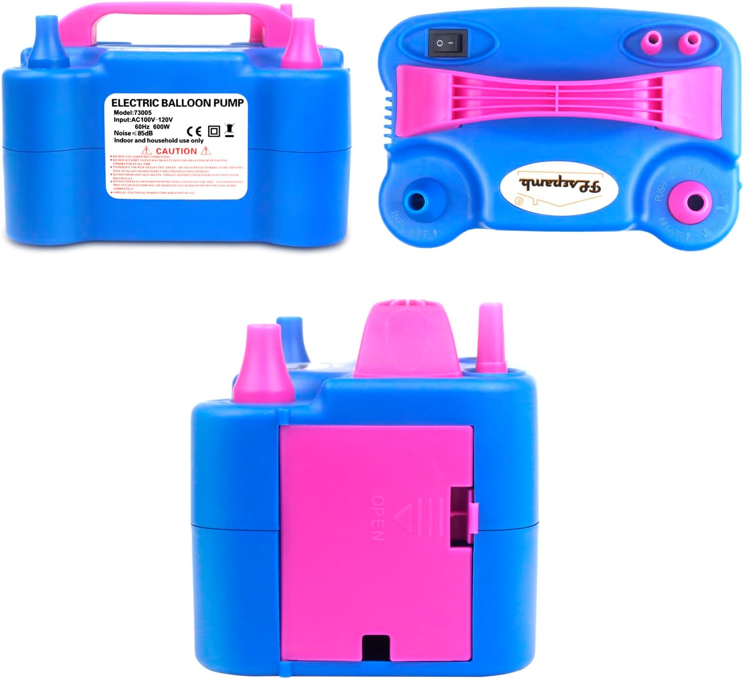 FLSEPAMB Balloon Pump, Electric Balloon Pump, Portable Dual Nozzle 110V 600W Electric Balloon Blower, Balloon Pump for Party Decorations with Tying Tool, Colored Ribbons