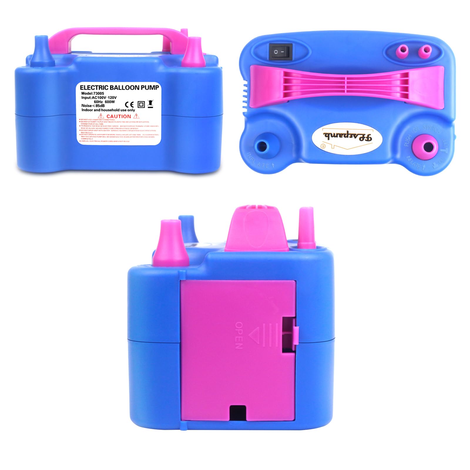 FLSEPAMB Balloon Pump, Electric Balloon Pump, Portable Dual Nozzle 110V 600W Electric Balloon Blower, Balloon Pump for Party Decorations with Tying Tool, Colored Ribbons