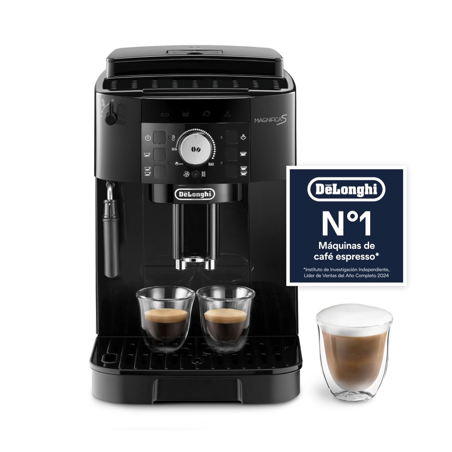 De'Longhi Magnifica S – Perfetto Cafetera Superautomática, Espumador de Leche manual, Espresso y Cappuccino, Panel de Control con Botones, Negro (ECAM11.112.​B)