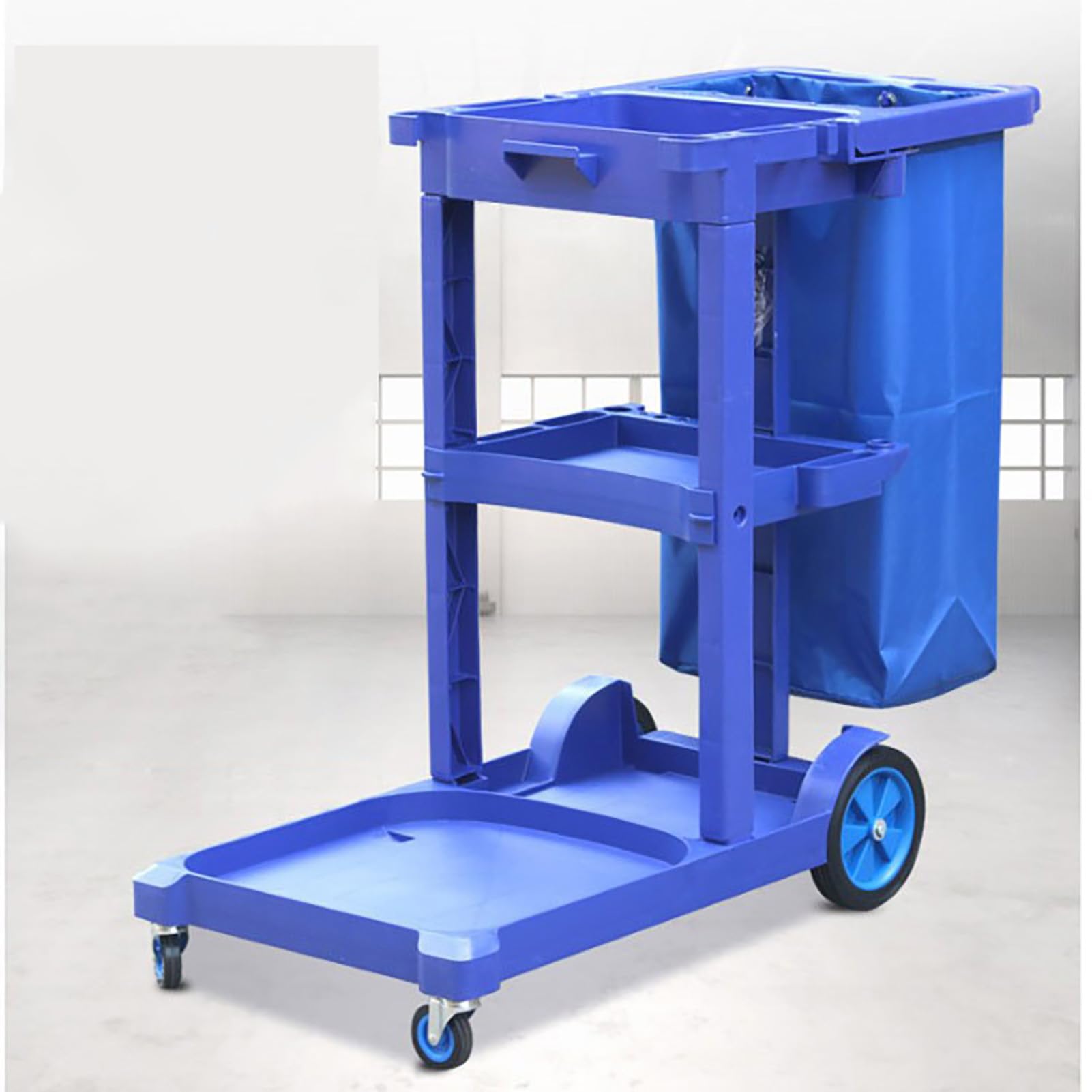 Gewerblicher Reinigungswagen, Hotelwagen, Zimmerreinigungswagen, Handwagen mit Rädern, gewerblicher Reinigungswagen, Reinigungswagen, blau