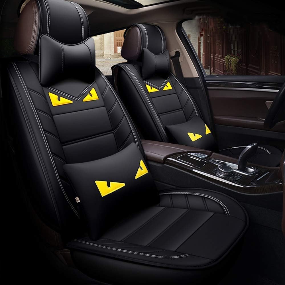 Mopow Seat Covers 5-Seats Cars PU Leather Black (Offline Store Hot) Trust Quality Universal Fit Full Set with Gift(23-BK)