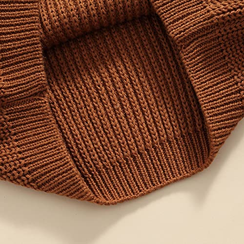 Toddler Infant Baby Girl Boy Knit Sweater Solid Color Oversized Crewneck Warm Pullover Sweatshrit Fall Winter Tops (Brown Chestnut, 9-12 Months) #TOP4