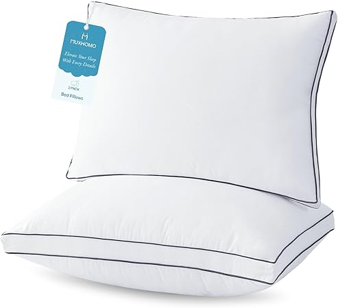 MUXHOMO Bed Pillows King Size Set of 2, Hotel Collection Sleeping Pillows 2 Pack for Side and Back Sleepers, Down Alternative Plump Filling, 20 x 36 Inches