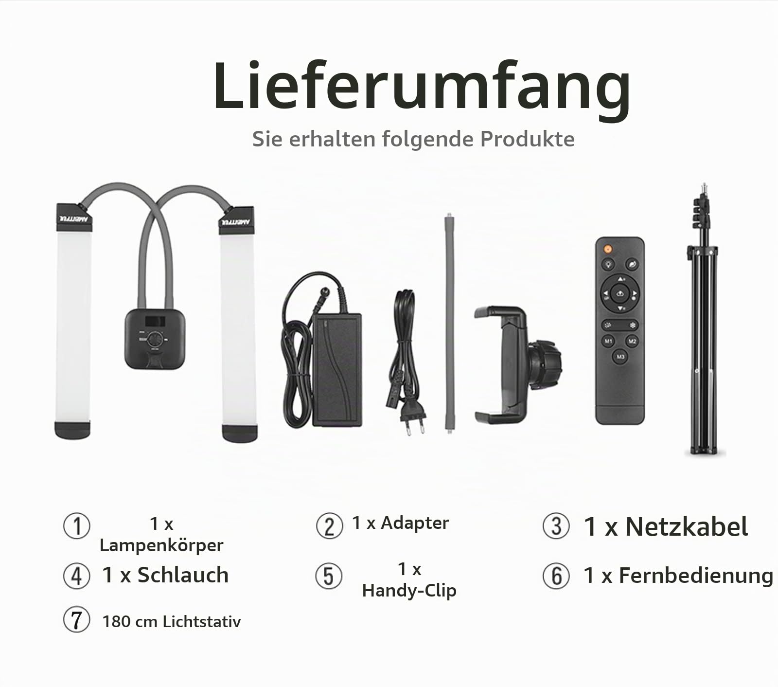 AMBITFUL AL-20 Double Arms Fill LED-Licht, 40 W, 3000 K-6000 K (± 200 K), mit LCD-Bildschirm und Fernbedienung, für Schönheits-Make-up, Maniküre, Tätowierung (AL-20+ Lichtstativ)