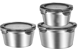 Amazon.com: CORAHE 3 Pieces of Round Food Storage Container, 316 ...