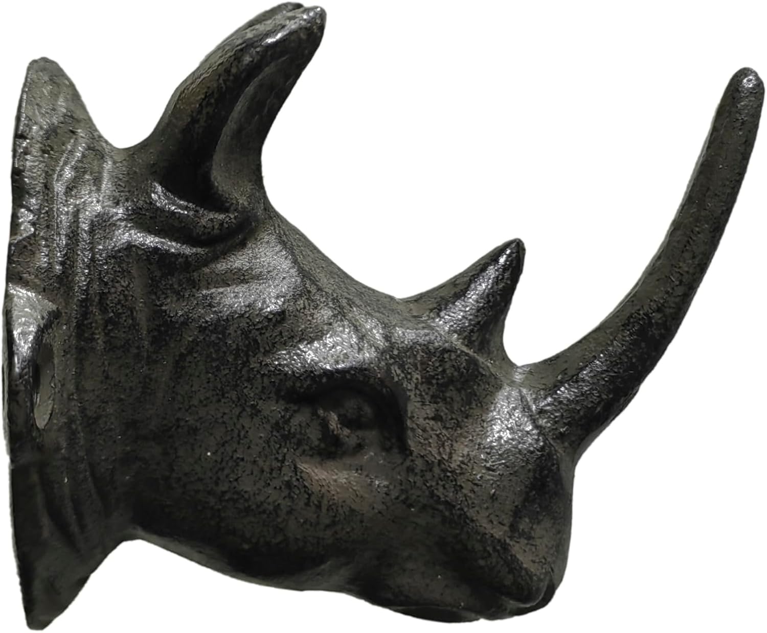 Cast Iron Rhino Wall Hook - 3" Medieval Dcor Hanger for Coats & Keys, Rustic Western Farmhouse Decor with Mounting Hardware - Image 2