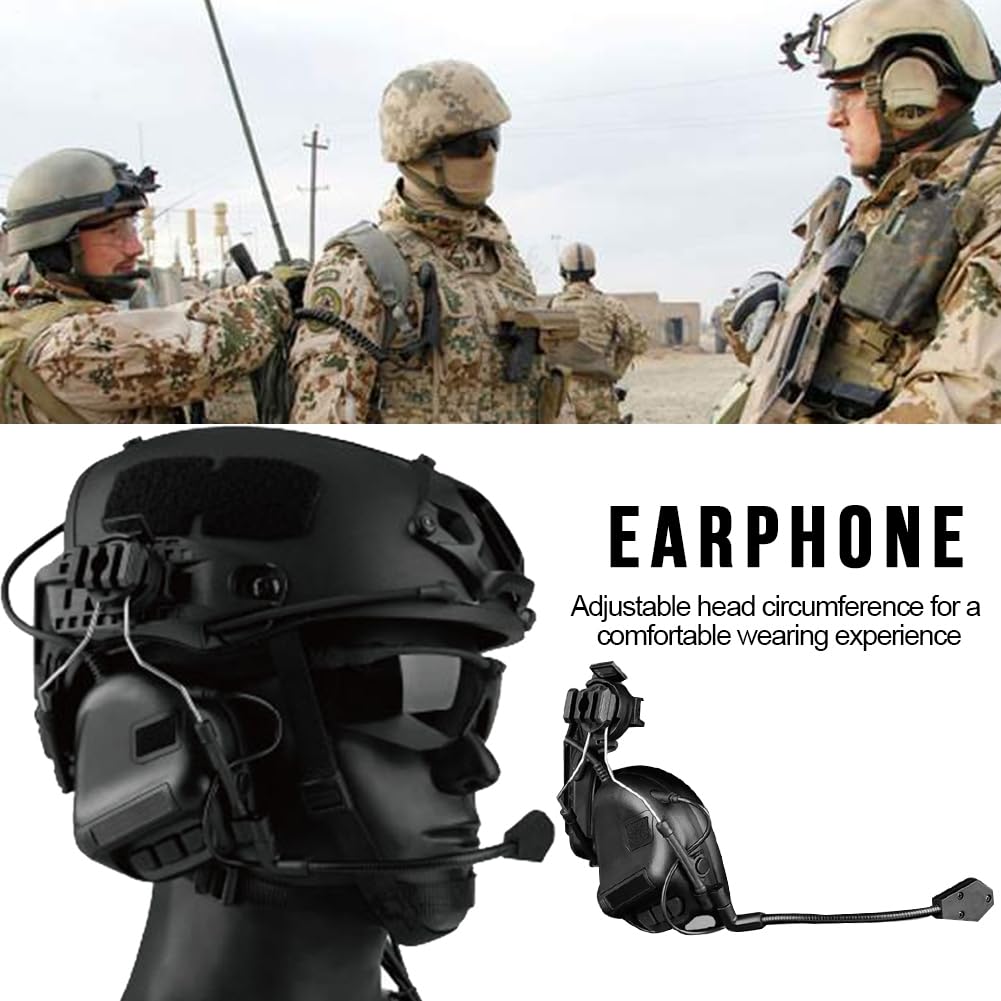 Auriculares de Casco Táctico – Versión con Cancelación de Ruido | Chip de Audio Avanzado 5ª Generación, Diseño Ligero y Extraíble para Entrenamiento, Juegos de Equipo, Equipamiento Militar y Airsoft