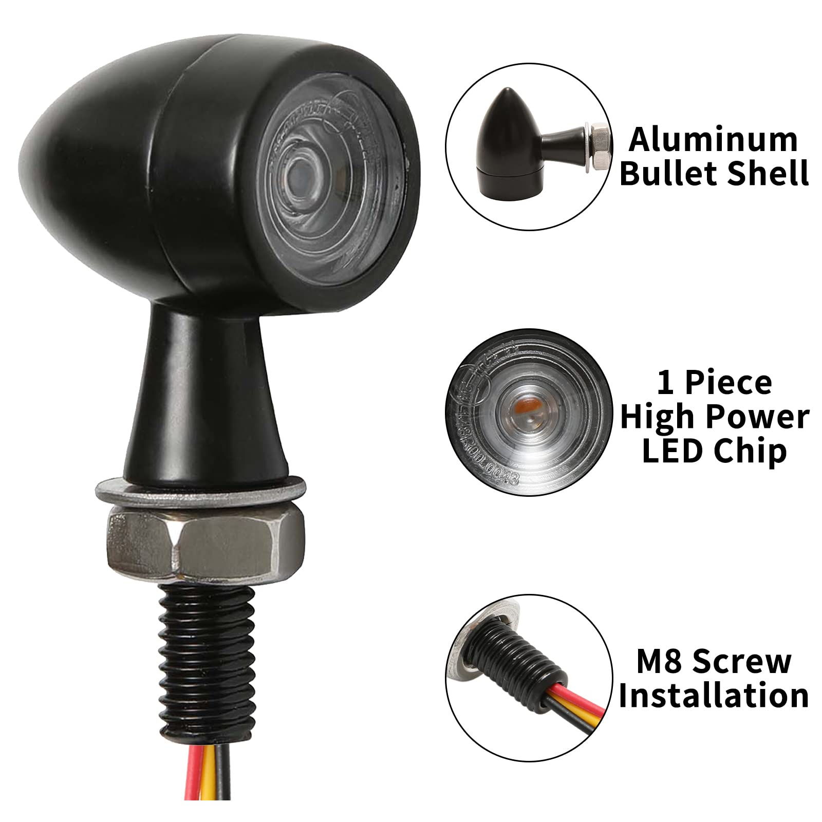 4x Mini Clignotants LED Universels Pour Moto 12V - Indicateurs Étanchés Super Lumineux