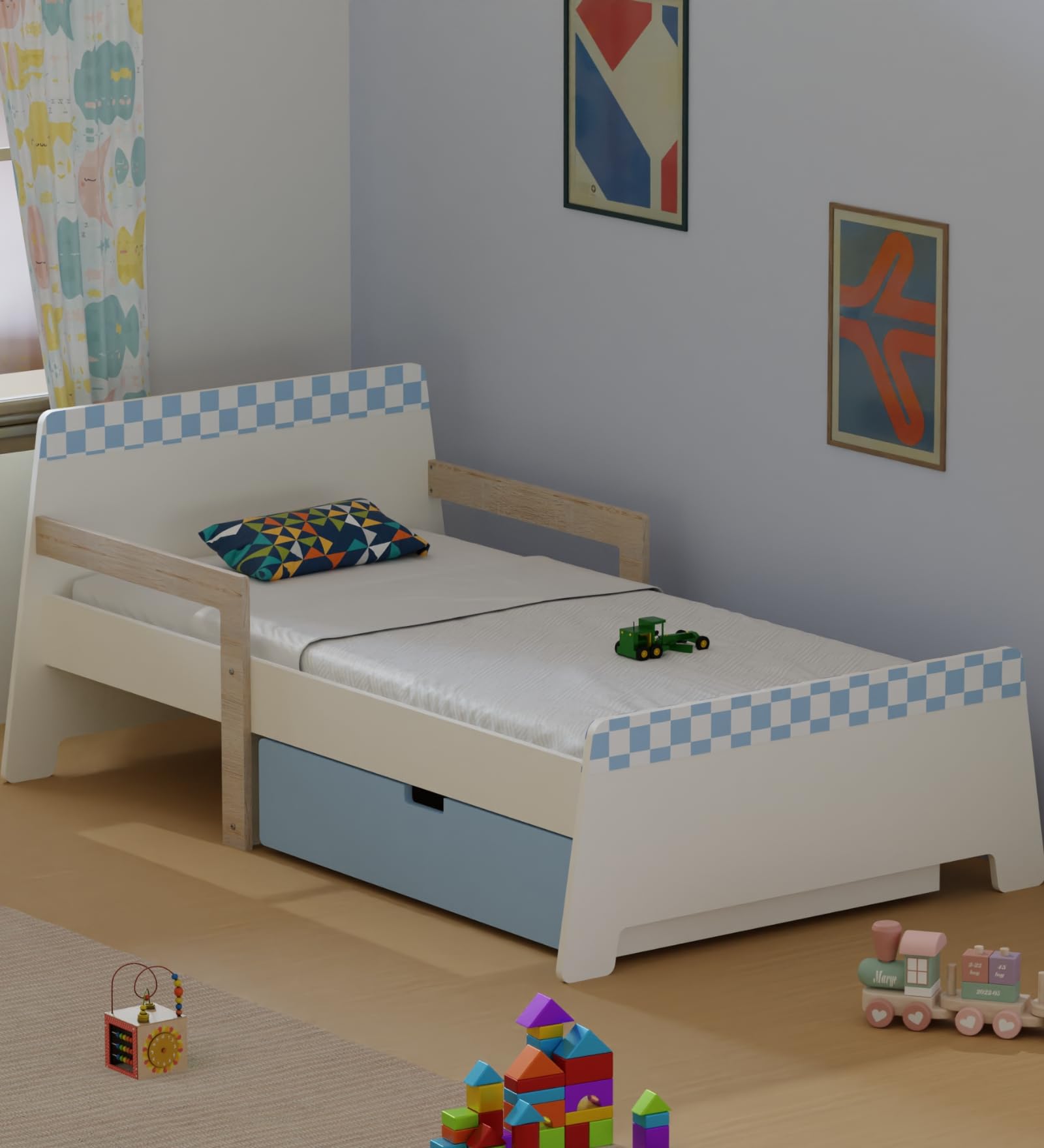 Boingg Jujube Engineered Wood Toddler Bed for Kids | Light Blue | Single Size | with Safety Guard Rails & Rounded Edges | 5 Year Warranty-image-6