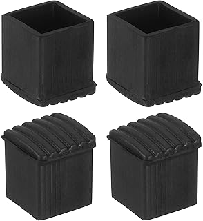 uxcell ゴム 家具 脚 キャップ 4個セット 20x20mm 長方形 厚型 椅子 脚 先端 カバー 家具 足元 プロテクター 床 保護 テーブル 椅子 機械 設備 用 (黒)