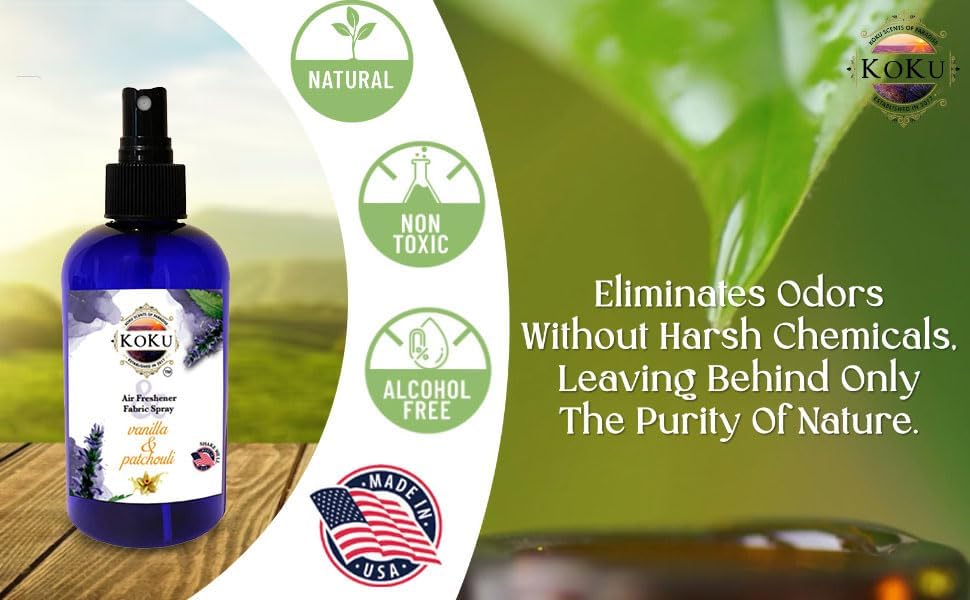 Vanilla Patchouli Air Freshener - Room Spray - Odor Eliminator - Deodorizer - Car Air Freshener - Home Spray - Linen Spray - Fabric Refresher - Non-Toxic - Alcohol Fee - Made in USA (8 Oz) - Image 4