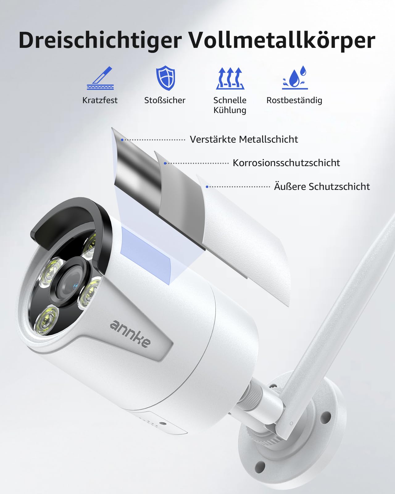 ANNKE 3MP Überwachungskamera Set Aussen WLAN mit 12''Monitor, 10CH 4K Wireless NVR mit 4 Pcs 3MP WiFi Kameras, 2-Wege-Audio, Personenerkennung, 24/7 Aufnahme, 30M Nachtsicht für Aussen, Innen, 1TB HDD