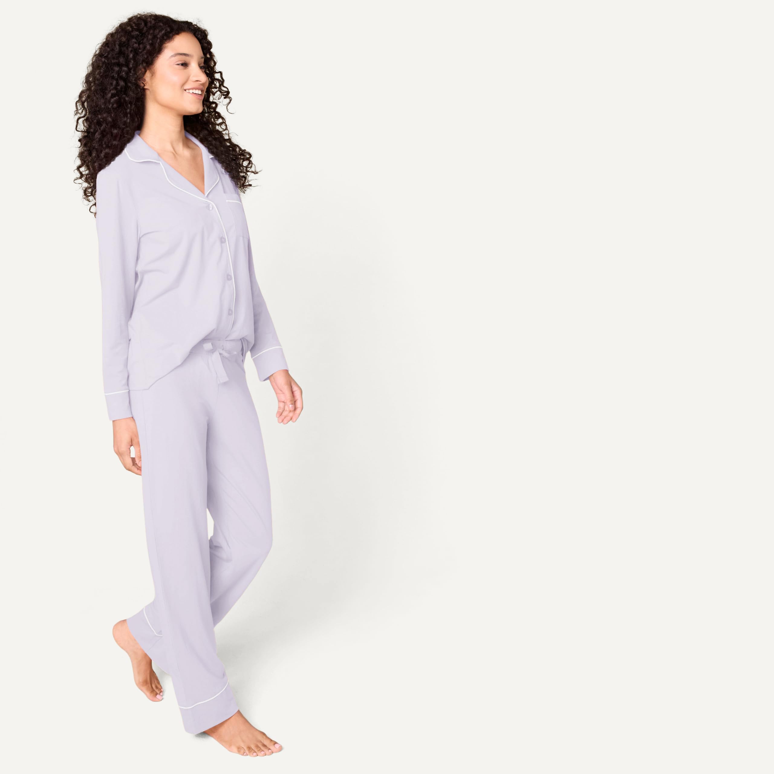 Amazon Essentials Ensemble Pyjama avec Chemise à Manches Longues, en Coton et Textile Modal Femme