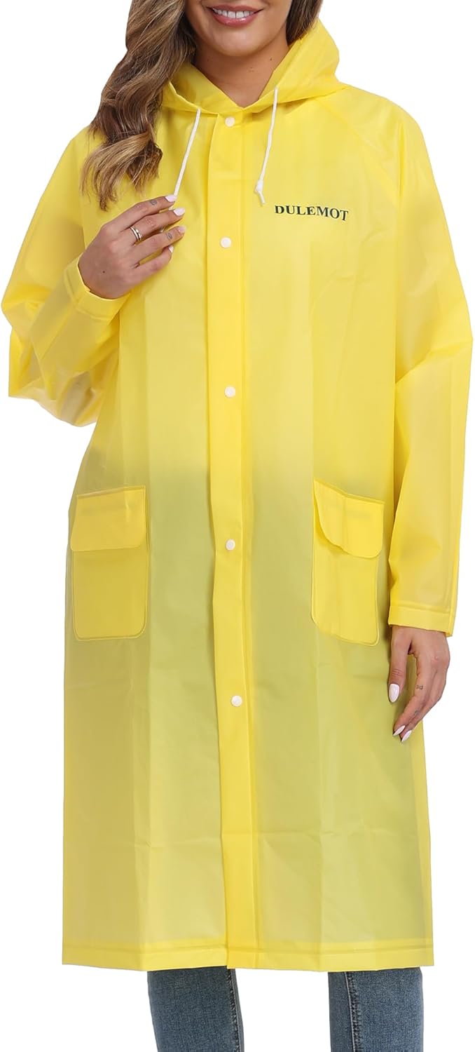 Rain Ponchos for Adults Travel Rain Jacket Packable Rain Coats for Women with Drawstring Hood - Image 3