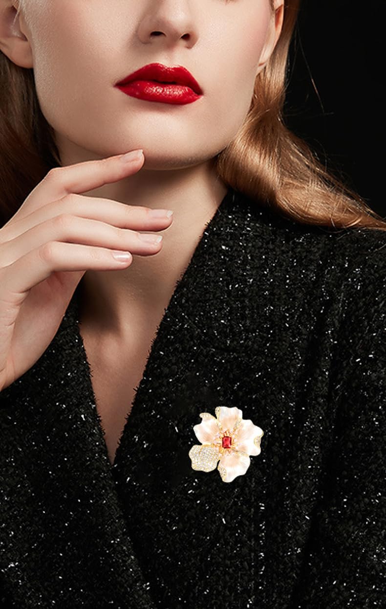 Elegante Blumen-Brosche mit Pfingstrosen, für Damen, Modeschmuck, Bankett-Brosche