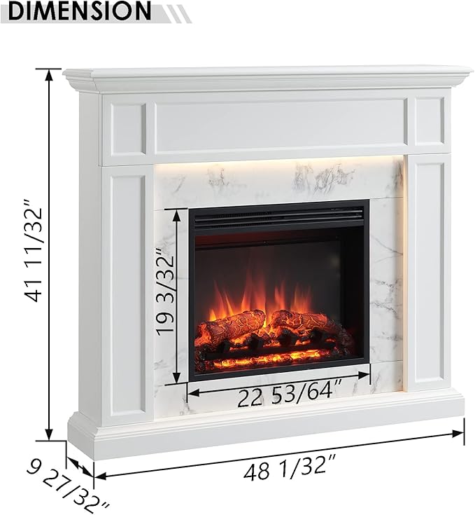 Chimenea Eléctrica LegendFlame Sheraton 48 Pulgadas Blanco Crem miniatura 3