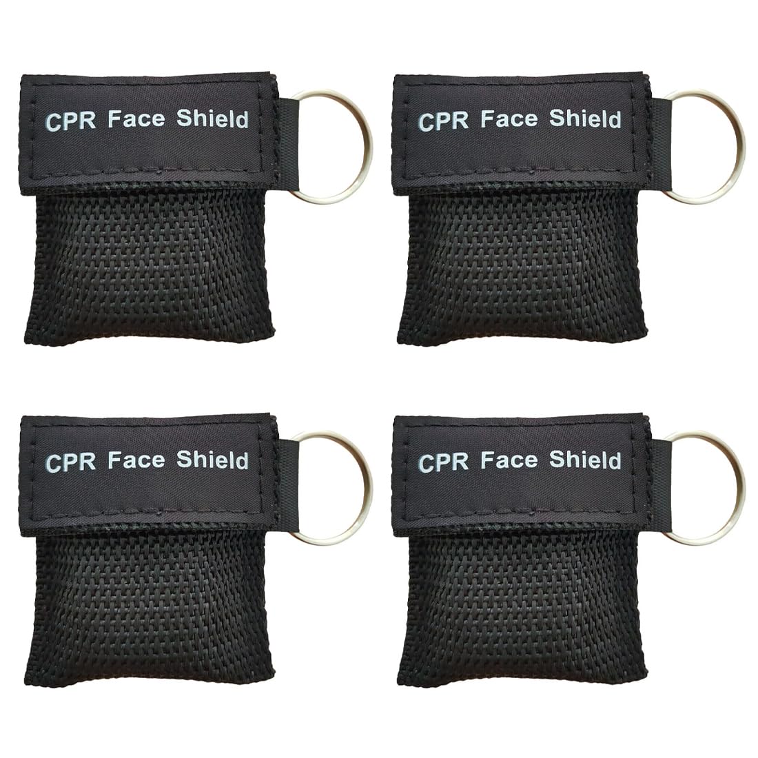 4 Pezzi Pocket Mask, Mascherine Di Respirazione Di Primo Soccorso, Maschera Di Respirazione Portachiavi Con Moschettone, Panno Di Ventilazione, Sacchetto Di Fiato,Pocket Mask Primo Soccorso(Nero)