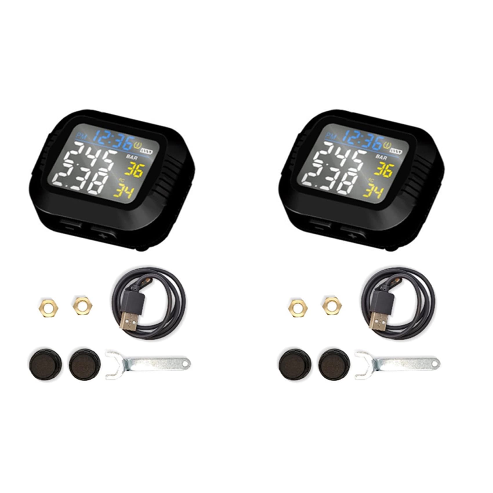 2X System de Monitoreo de Presión de Neumáticos en Tiempo Real para Motocicletas A Prueba de Agua Pantalla LCD Inalámbrica con Sensor Externo Moto TPMS