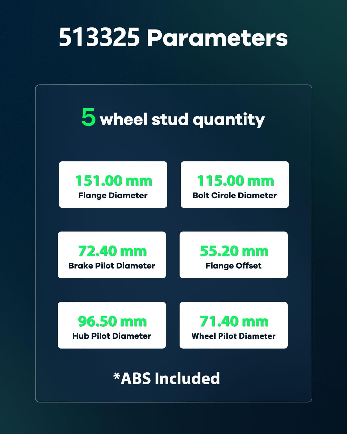 SCITOO Wheel Hub Wheel Bearing Assembly Rear 513325 fit for Chrysler 300 2012-2019 for Dodge CHALLENGER 2012-2019 for Dodge CHARGER 2012-2019 5 Lugs Wheel Hub Bearing Assemblies without ABS 1pc