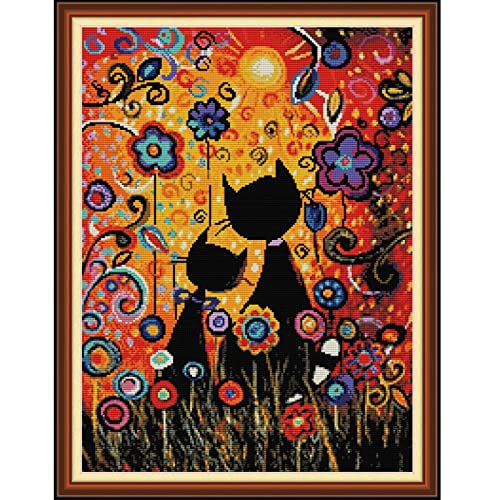 Bilrost Cross Stitch Kits For Beginners Cross Stitch Needlepoint Kits For Adults Stamped Cross Stitch Kits For Adults Diy 14Ct Embroidery Patterns Stitches Kit-Cat 15.75X19.68 Inch #TOP3