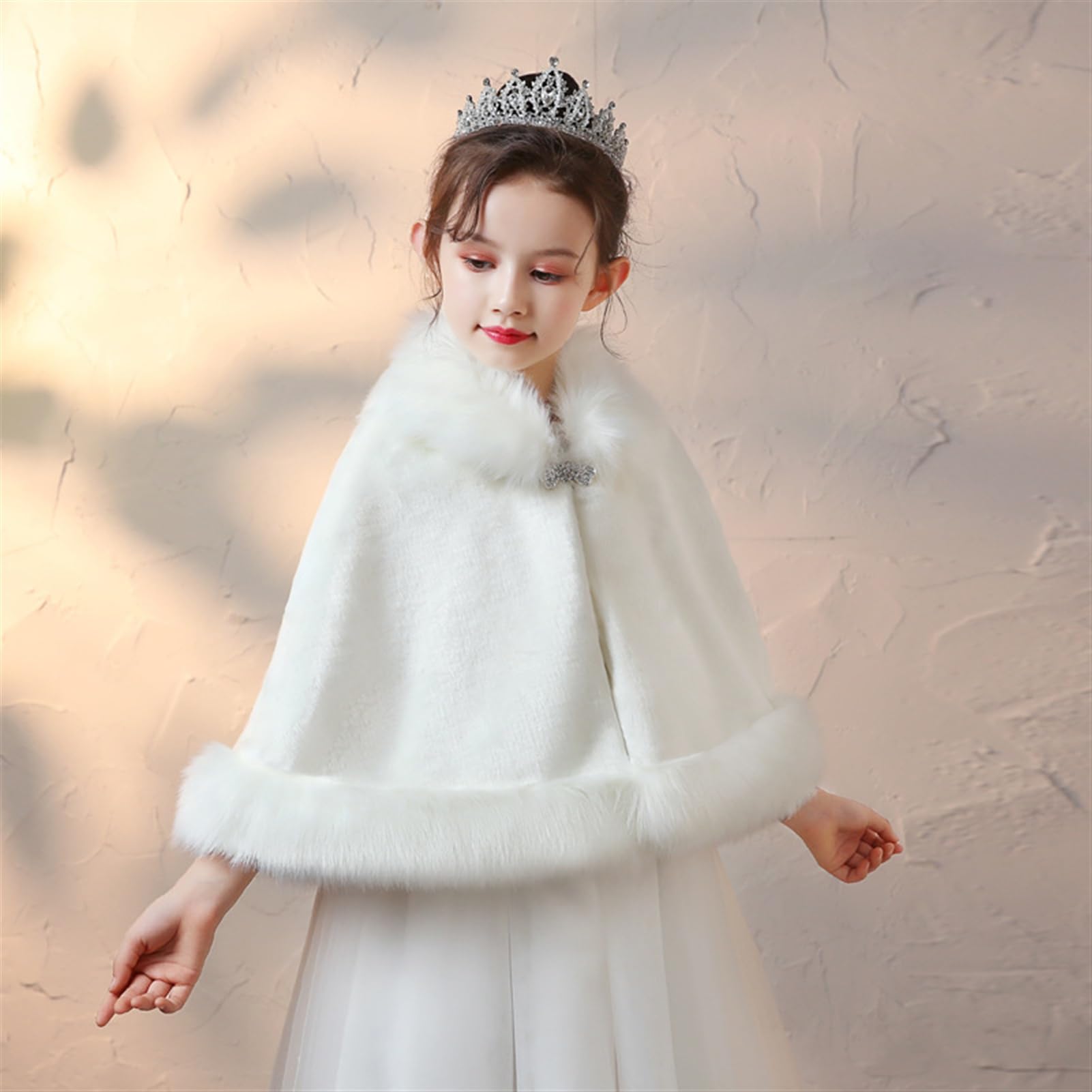 Bolero de Fiesta para Niña Chaqueta Pelo Sintético para Vestido Fiesta Niña Cárdigan Elegante de Ceremonia Abrigo Invierno