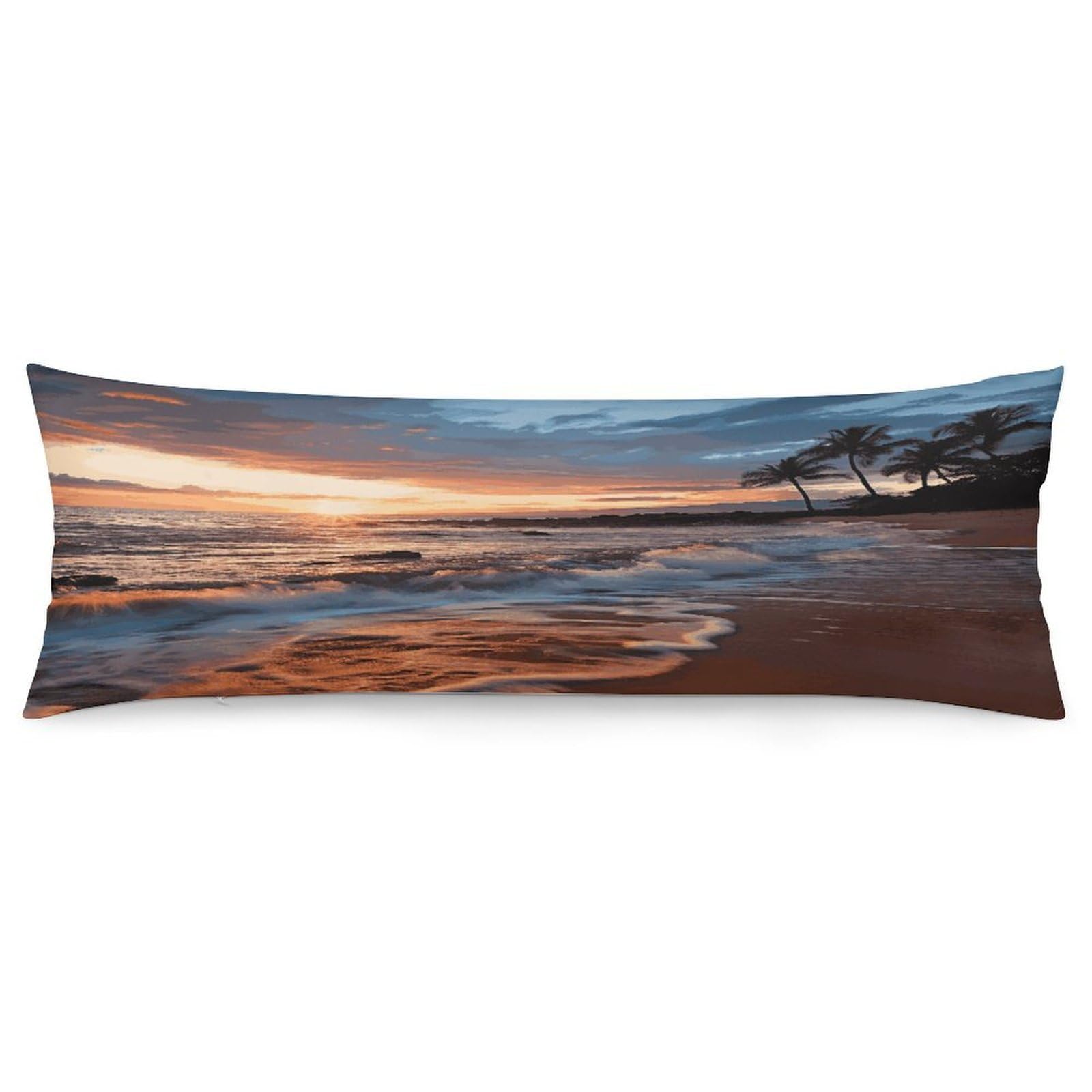 Beach Maui Hawaii Sunset Sea Waves Clouds Body Pillowcase Soft Breathable Full Long Pillow Cover 20x54 Inches Polyester Pillow Case with Hidden Zipper Closure for Bedroom Home Decorations